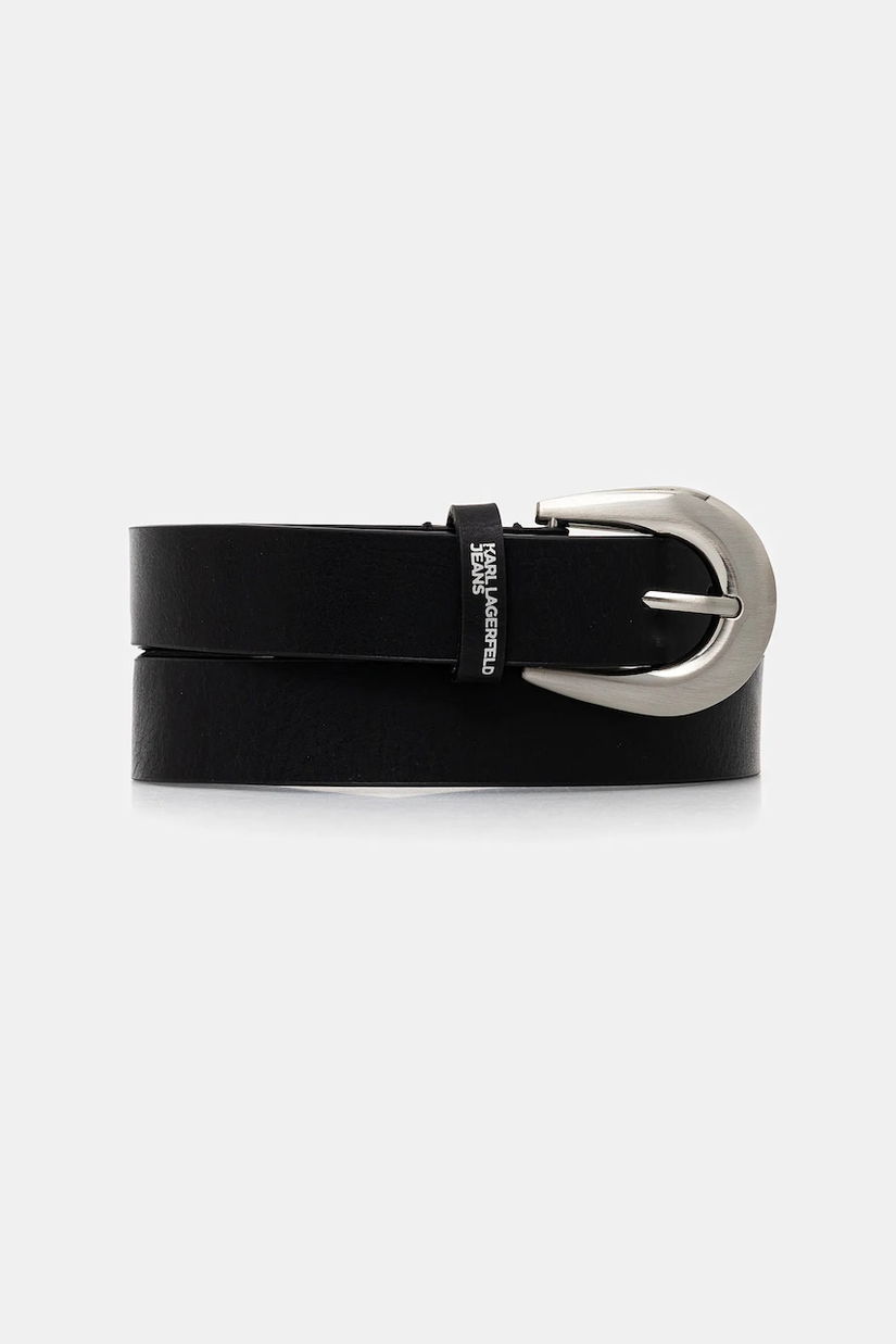 Karl Lagerfeld Jeans curea de piele culoarea negru, A4W33094