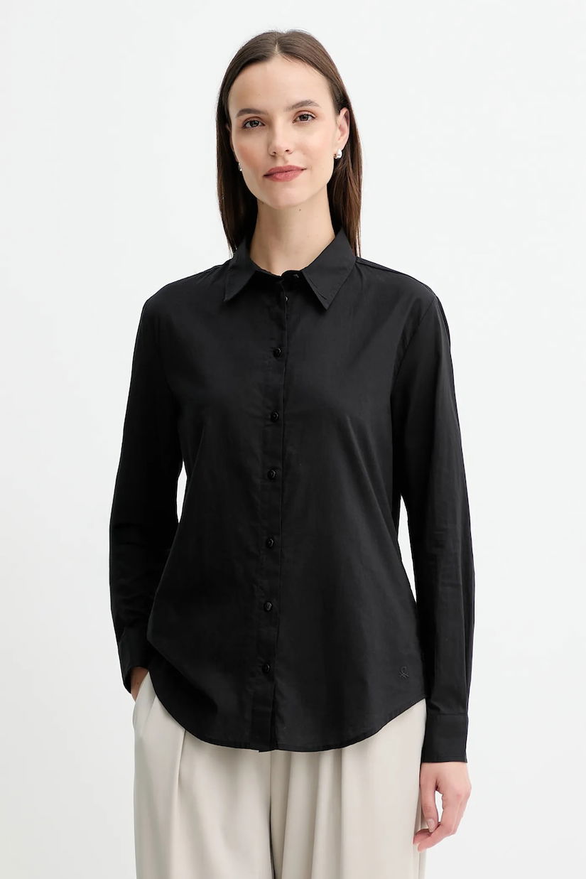 United Colors of Benetton cămașă din bumbac culoarea bleumarin, cu guler clasic, regular, 5WPQDQ0AX