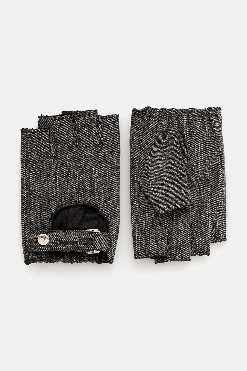 Karl Lagerfeld Jeans manusi crosetate fara degete culoarea negru, A4W33093