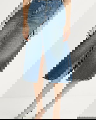 Victoria Beckham fustă jeans midi, drept, 1325DSK006587B