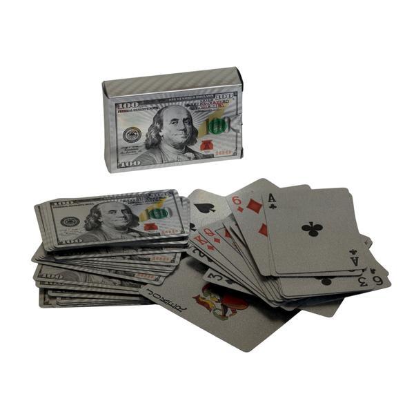 Carti de joc Poker Silver, dolar argintiu, plastic, 55 carti