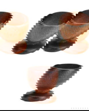 Set suport oua, 3 bucati, lemn, maro