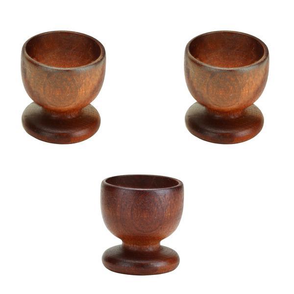Set suport oua, 3 bucati, lemn, maro