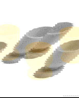 Set suport oua, 3 bucati, decorabil, lemn natur