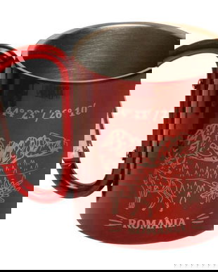 Cana cu carabiniera Mountain Adventure, 150 ml, rosu, metal, pentru calatorii si drumetii