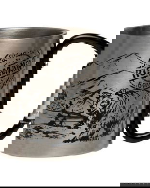 Cana cu carabiniera Mountain Bear, 150 ml, negru, metal, pentru calatorii si drumetii