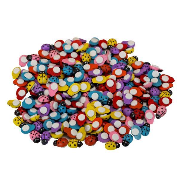 Set 200 buburuze multicolor din lemn, 0.9 x 1.2 cm, autoadezive