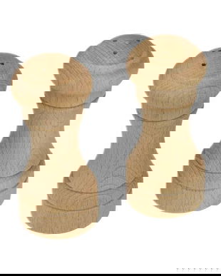 Set solnita sare si piper, lemn, 10 x 4 cm