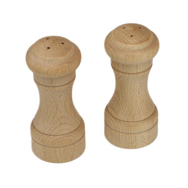 Set solnita sare si piper, lemn, 10 x 4 cm