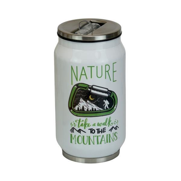 Cana termos Take a walk to the Mountains, cu capac si pai integrat in deschidere, 250 ml, otel inoxidabil