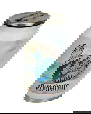 Cana termos Romania Adventure, cu capac si pai integrat in deschidere, 250 ml, otel inoxidabil