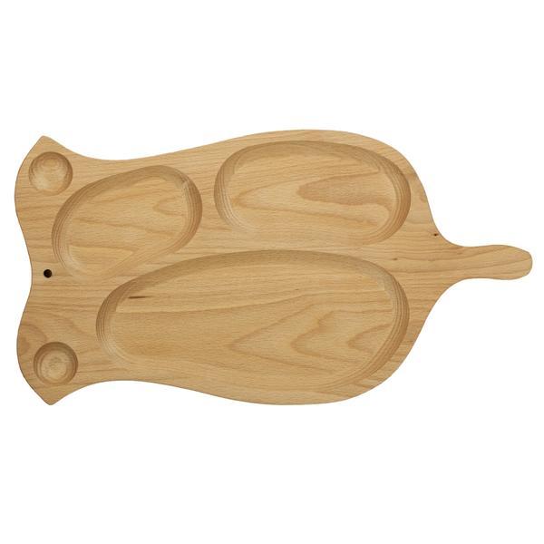 Platou Lalea, tava de servire cu 6 compartimente, lemn masiv, rustic, 51 x 27 cm