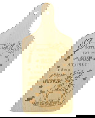 Tocator Gateste BUNICA, dreptunghiular, lemn, cu maner, 30 x 14 cm