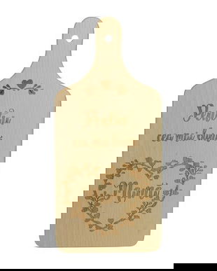 Tocator pentru cea mai buna MAMA, dreptunghiular, lemn, cu maner, 30 x 14 cm