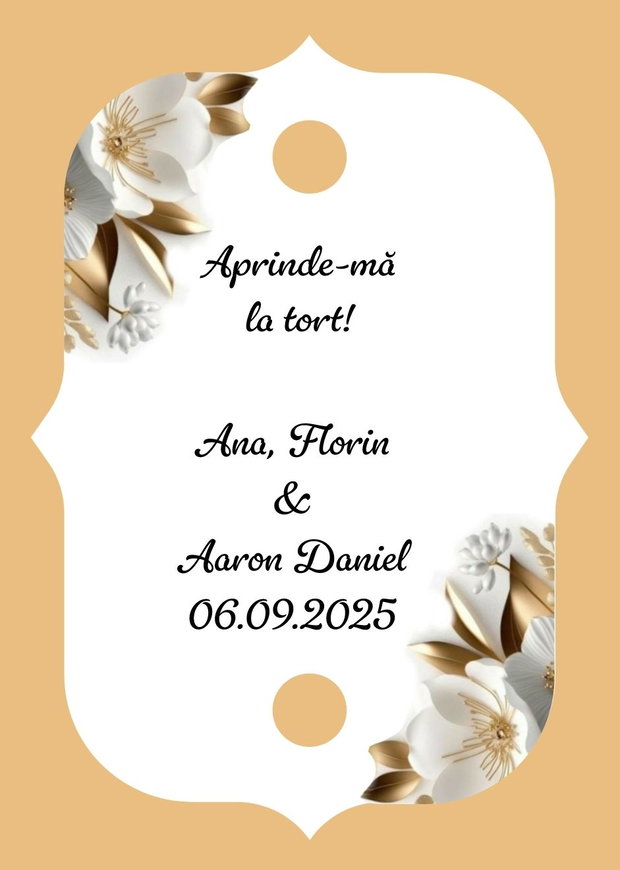 Eticheta artificii tort botez/Onomastica/ Artificii tort cu eticheta personalizata