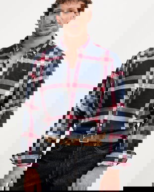 Barbour cămașă din bumbac FOLLEY culoarea bleumarin, cu guler button-down, regular, MSH5364