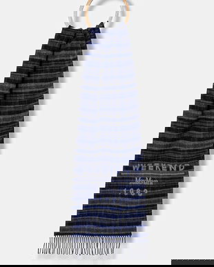 Weekend Max Mara fular de lână PAGELLA culoarea albastru marin, cu imprimeu, 2525546085600