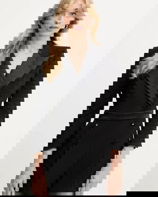 Elisabetta Franchi salopetă culoarea negru, cu guler, TU05956E2