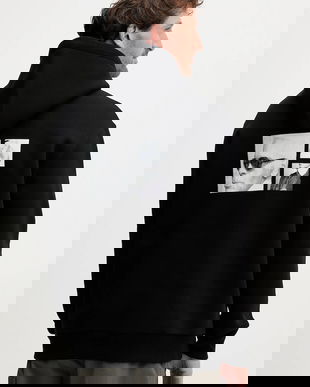 Karl Lagerfeld bluză culoarea negru, cu glugă, cu imprimeu, 554909.705116