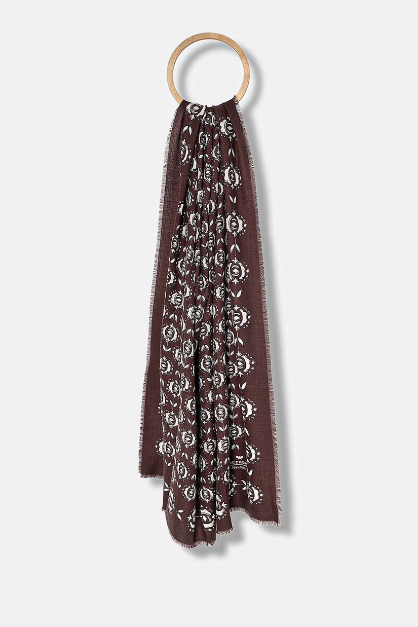 Weekend Max Mara șal de lână TAMBUTO culoarea maro, cu imprimeu, 2525546084600