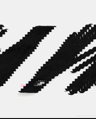 Tommy Jeans mănuși de bumbac culoarea negru, AW0AW17914