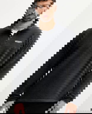 Columbia hanorac fleece Steens Mountain Half Zip culoarea negru, neted, 1620191