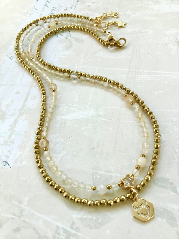 Set Coliere CHOKER citrin & hematite aurii