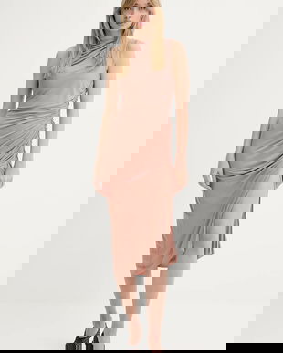 Rick Owens Lilies rochie culoarea bej, midi, mulată, LI01E4524RV