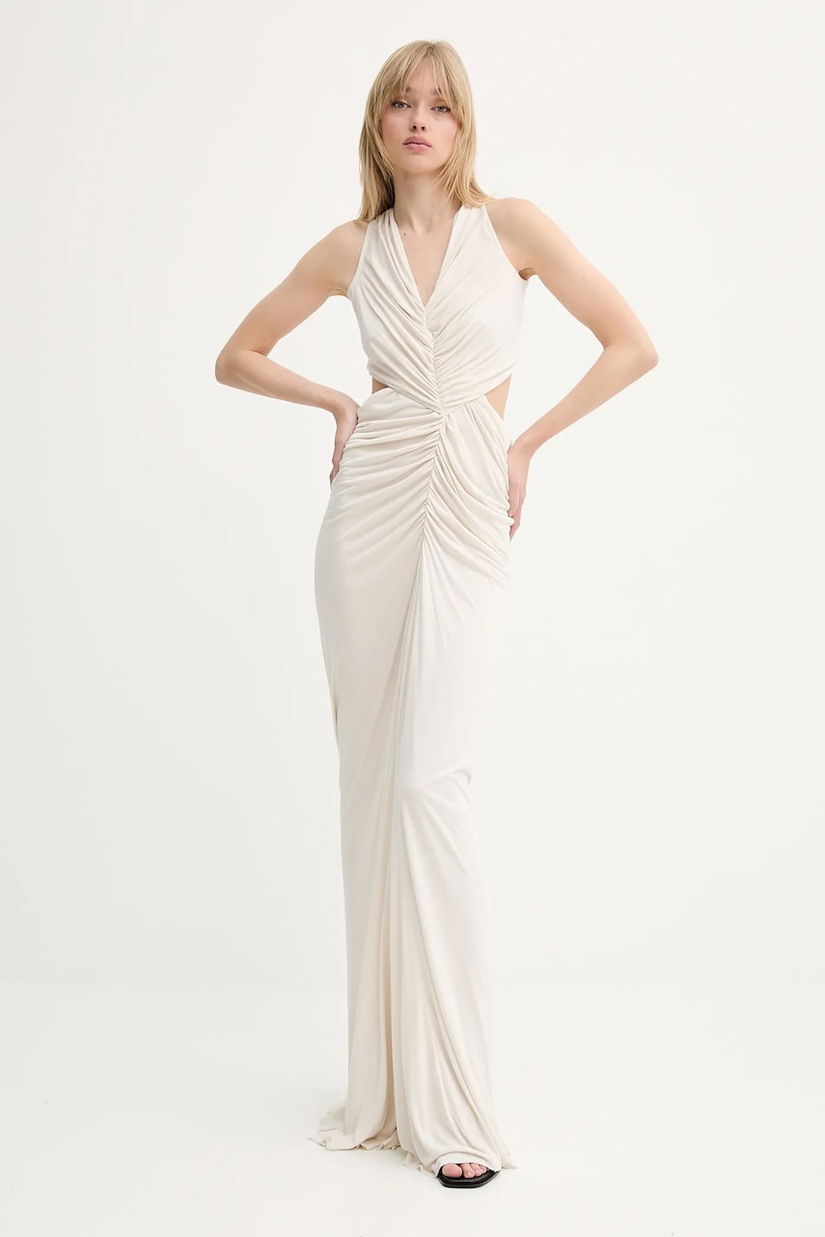 Rick Owens Lilies rochie culoarea bej, maxi, mulată, LI01E4500RV