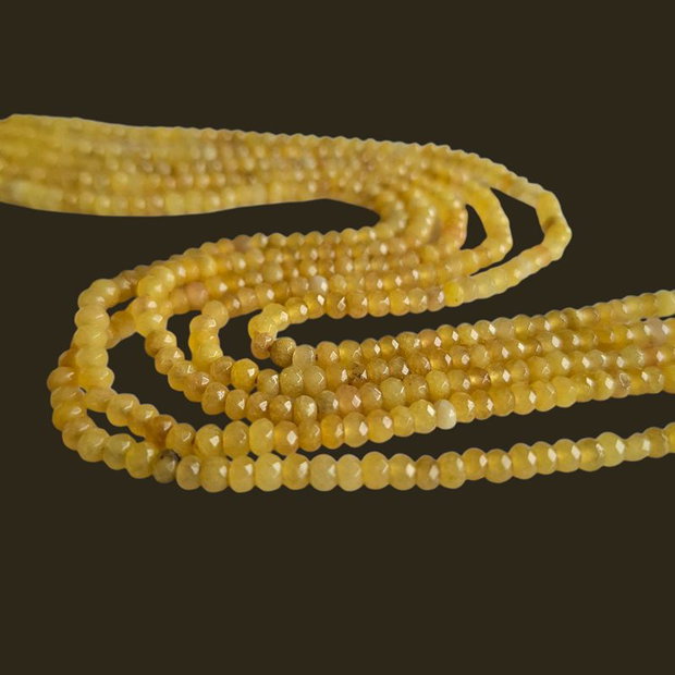 Margele jad rondele fatetate 4x2mm, galben (17cm) MG.0297