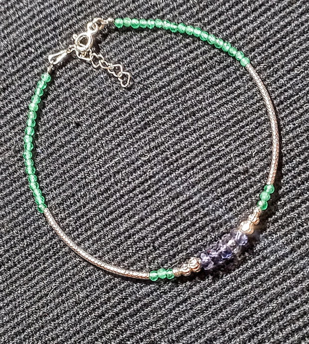 Bratara argint iolit calcedonie verde tuburi argint minimalista boho chic trendy cadou - Transport gratuit