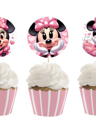 Toppere rotunde Minnie mouse roz