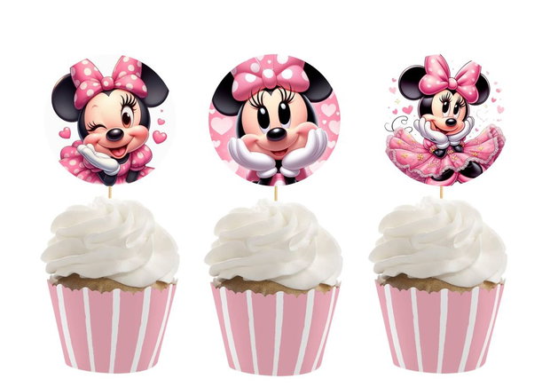Toppere rotunde Minnie mouse roz