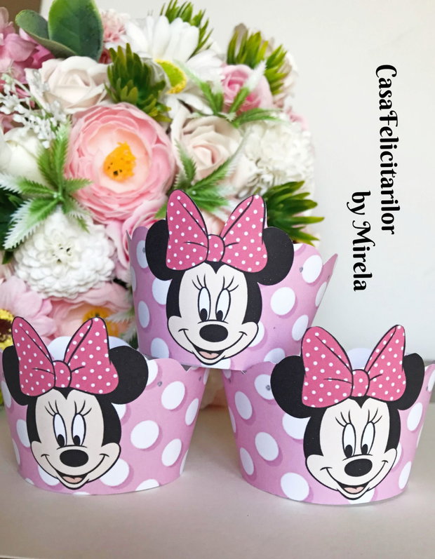 Învelitori brioșe Minnie mouse roz