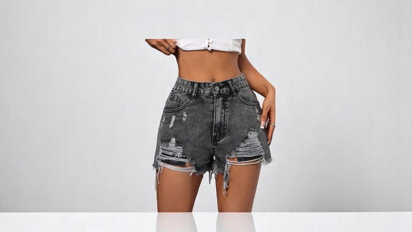 grey denim shorts