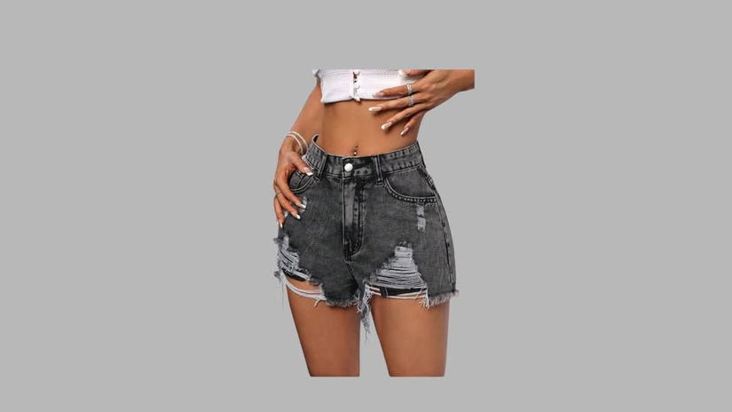 grey denim shorts