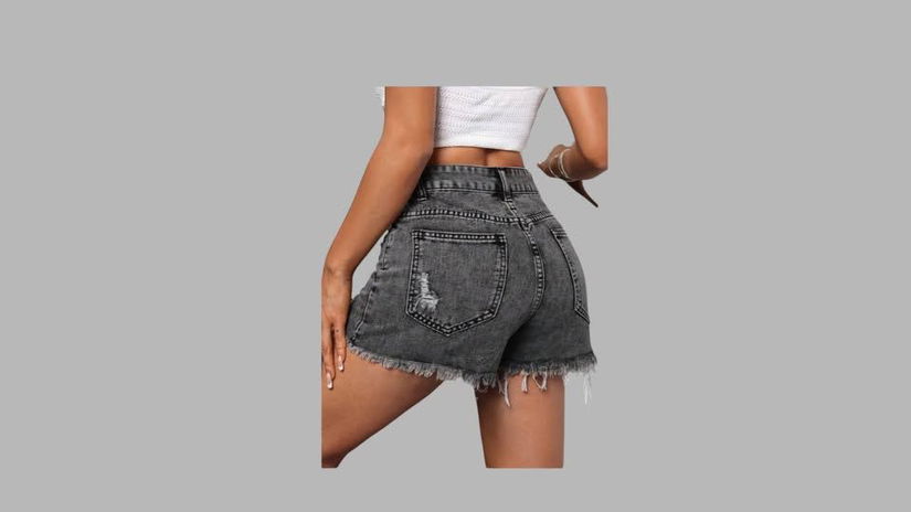 grey denim shorts