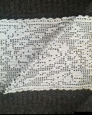 aplicatie dreptunghiulara  crosetata  crem 34/26 cm