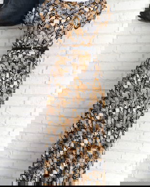 Bluza si Fusta Vaporoase Print Sarpe Bej cu Negru