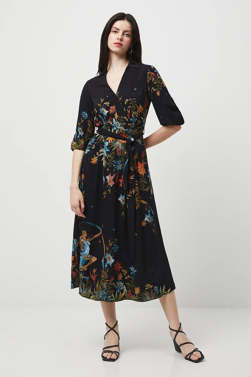Medicine rochie culoarea negru, midi, evazați