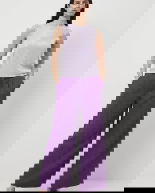 Medicine pantaloni culoarea violet, lat, high waist