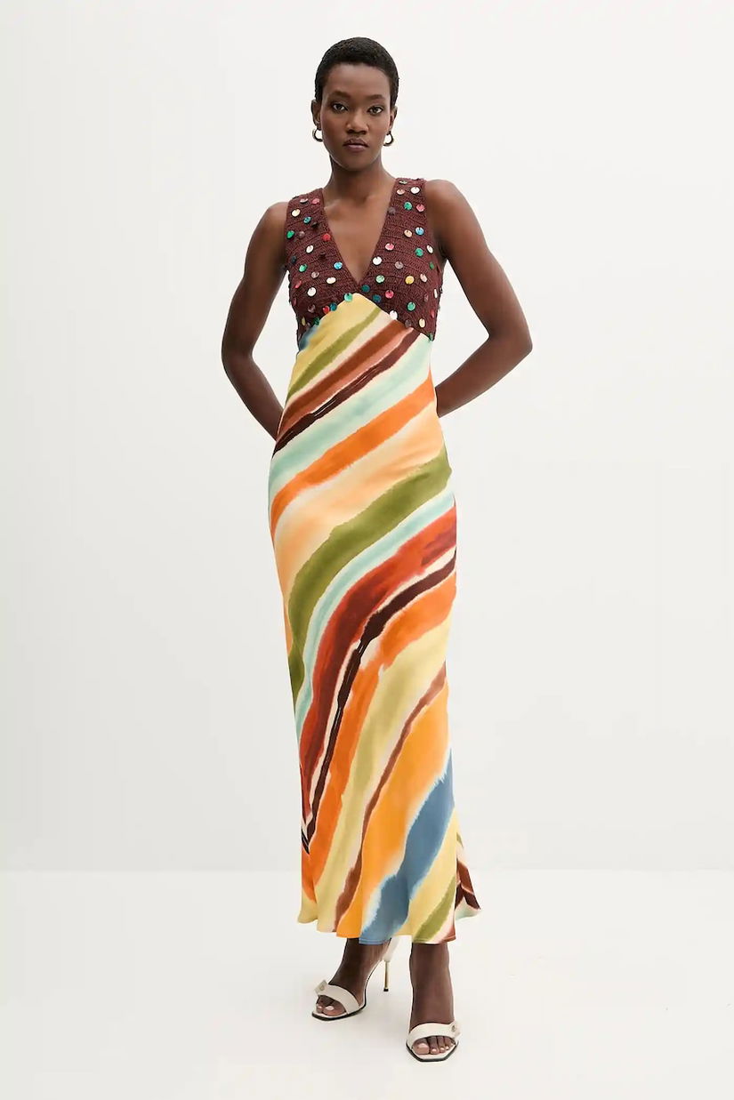 Never Fully Dressed rochie din bumbac culoarea portocaliu, maxi, evazati, NFDDR2267