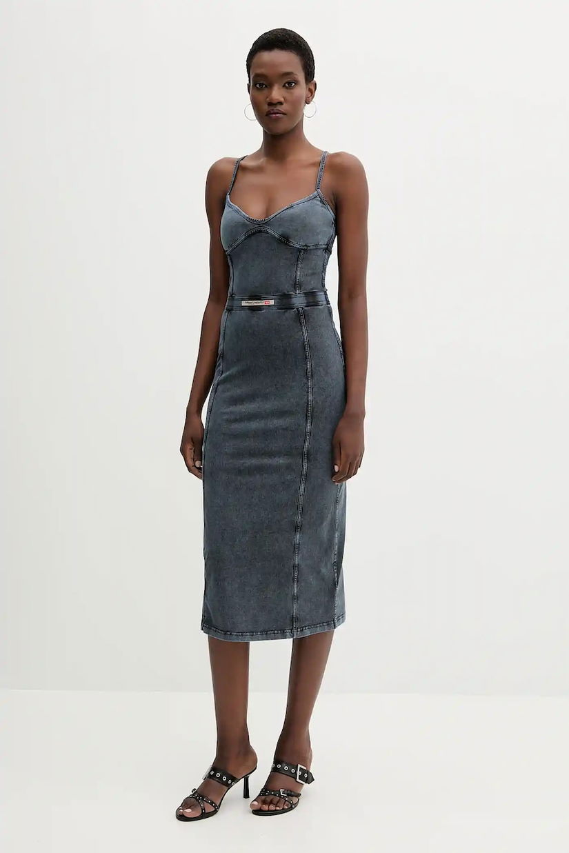 Diesel rochie D-ONY culoarea bleumarin, mini, mulata, A18358.0KIBY