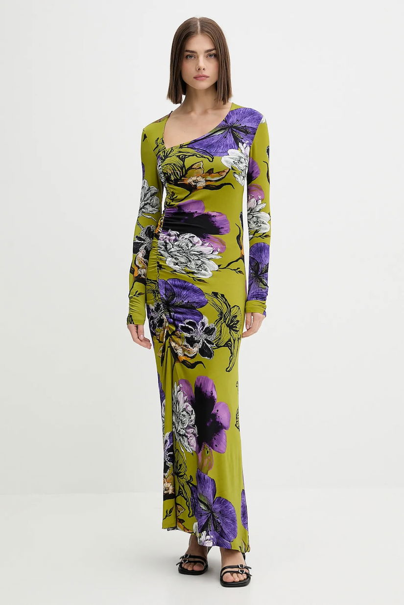 Desigual rochie NECKLINE LA culoarea verde, maxi, mulata, 25WWVK37