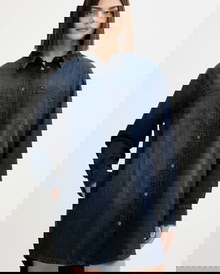 Tommy Jeans rochie jeans culoarea bleumarin, mini, oversize, DW0DW21650