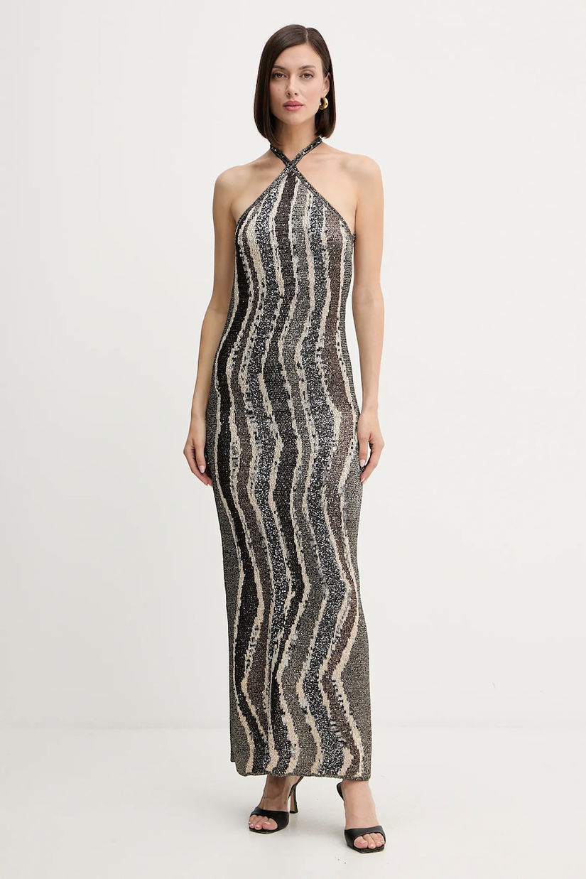 Missoni rochie culoarea maro, maxi, mulata, DS25WG0K.BK01C8