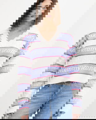 Tommy Jeans pulover de bumbac culoarea bej, DW0DW21682