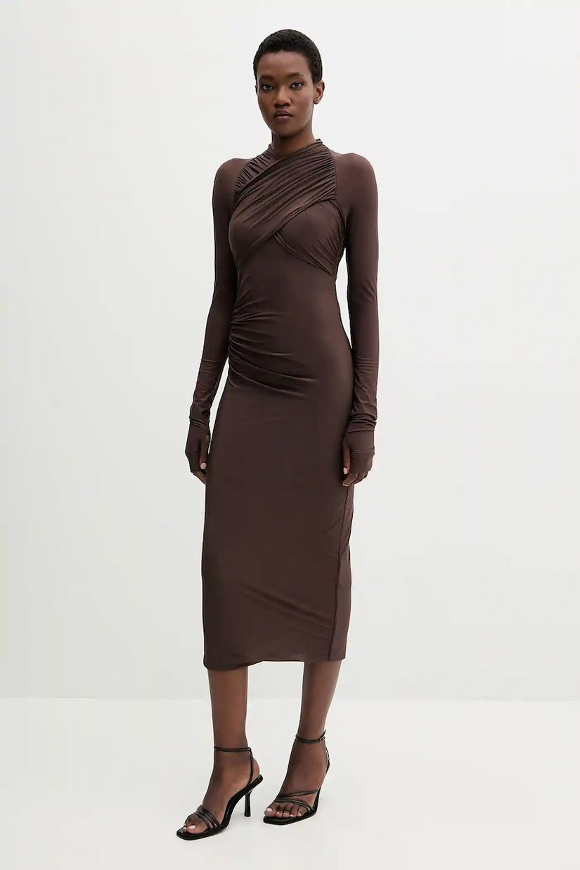 Aniye By rochie culoarea maro, mini, mulata, 181323