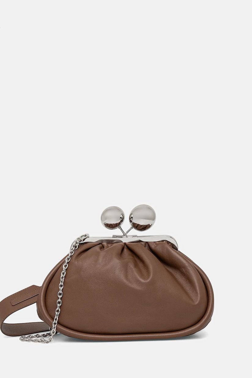 Weekend Max Mara geantă de piele MILVANEW culoarea maro, 2525516025600