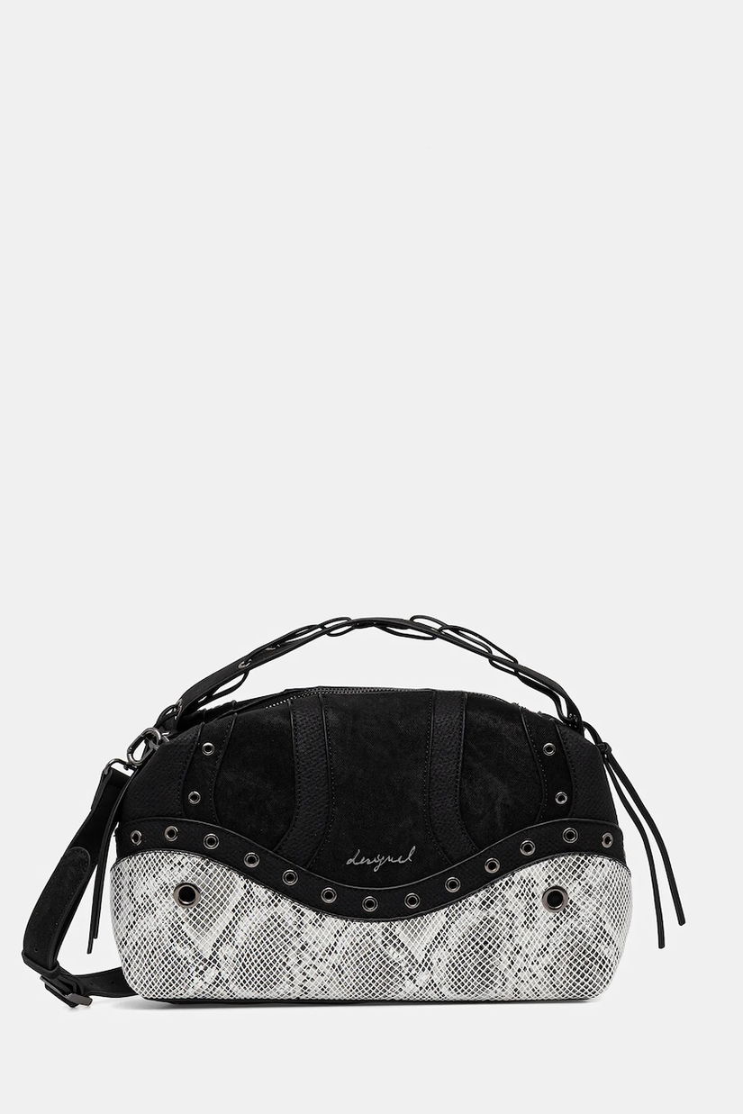 Desigual geantă SNAKE PATCH BERGAMO culoarea negru, 25WAXP29